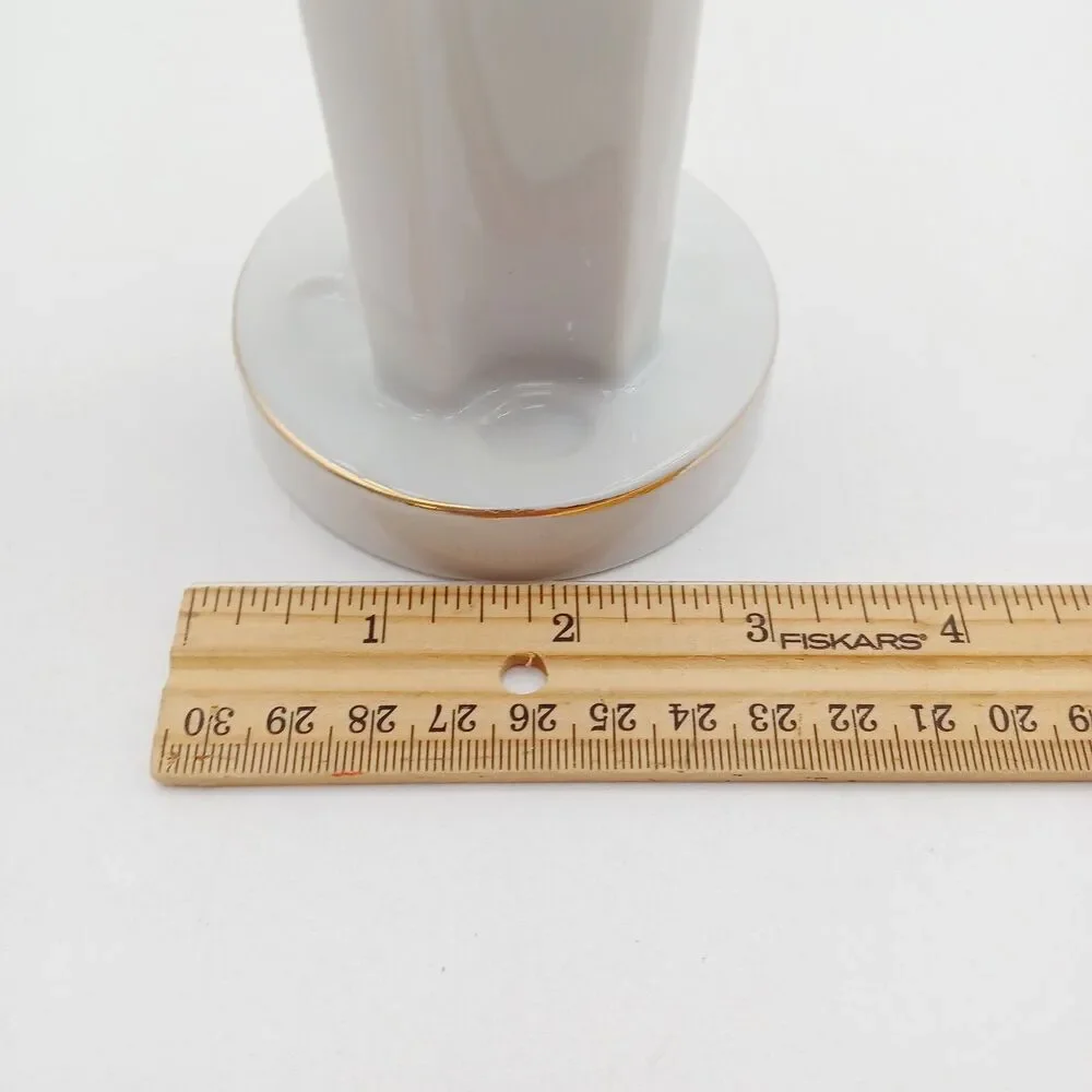 Mod Toothbrush Holder Kitschy Girl 4 Hole Vintage white Gold Tone Trim